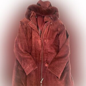 Burgundy suede coat